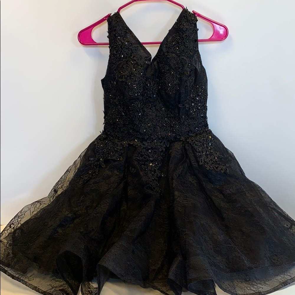 Black beaded lace homecoming/dance dress